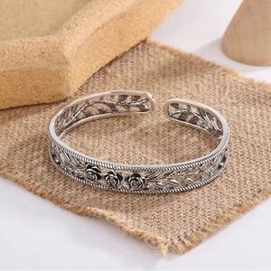 Sterling Silver Floral Cuff Bracelet